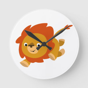 Snel Cute Cartoon Lion Wall Clock Ronde Klok