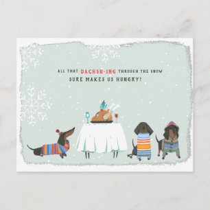Snel Door de Sneeuw Schattige Dachshund Briefkaart