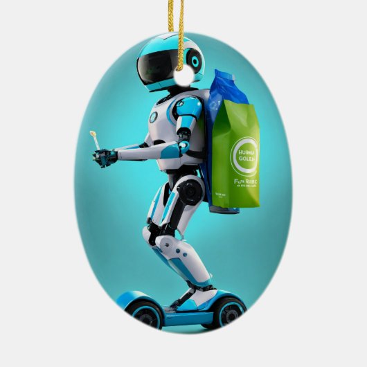 Snel draaiende robot keramisch ornament (Achterkant)