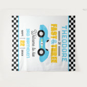 Snel & Drie Raceauto 3e verjaardagsfeest achtergro Wandkleed (Voorkant (horizontaal))