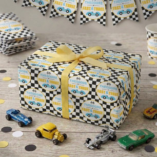 Snel & Drie Raceauto 3e Verjaardagsfeestje Cadeaupapier