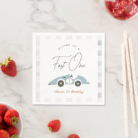 Snel Een Blauw Race Auto Jongen 1e Verjaardag