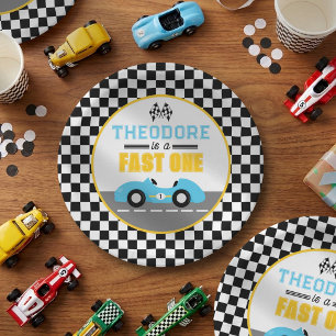 Snel één raceauto 1e verjaardagsfeestje papieren bordje