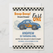 Snel één-razenkar-feest kaart (Voorkant)