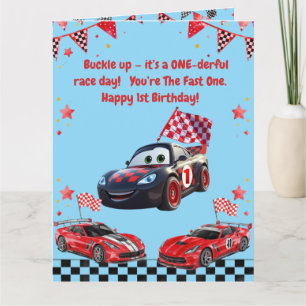 Snel Eén Rood & Zwart Race Auto Kinderen Foto Verj Kaart