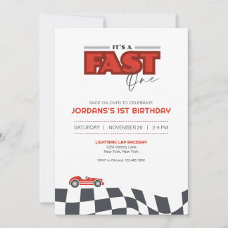 Snel Eerste Verjaardag Race Auto Uitnodiging