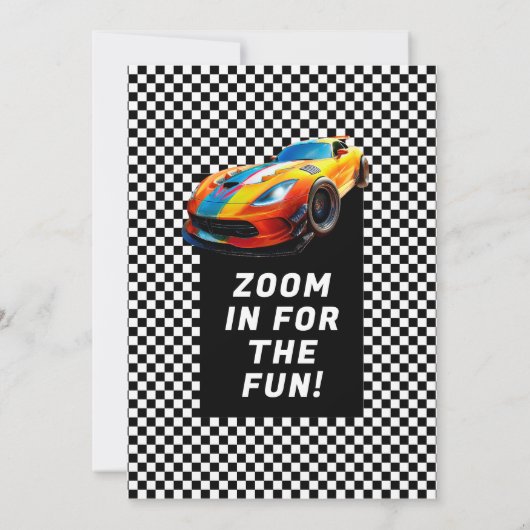 Snel en leuk race auto verjaardagsfeestje kaart (Achterkant)