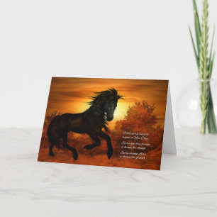 Snel en ondersteunend paard op zonsopgang kaart