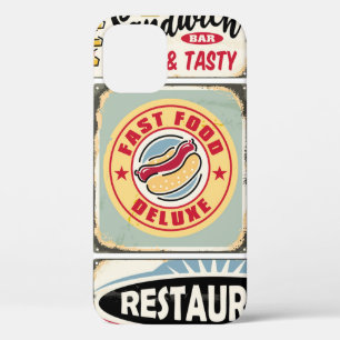 Snel eten restaurants en diners retro borden colle iPhone 12 hoesje