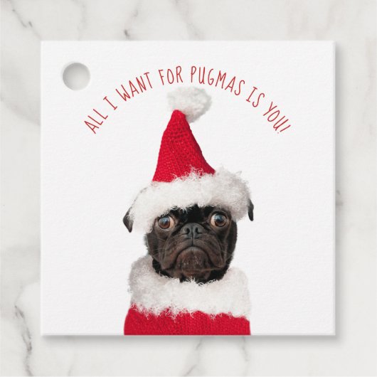 Snel feestelijke kerstzwarte pug bedankjes labels (Voorkant)
