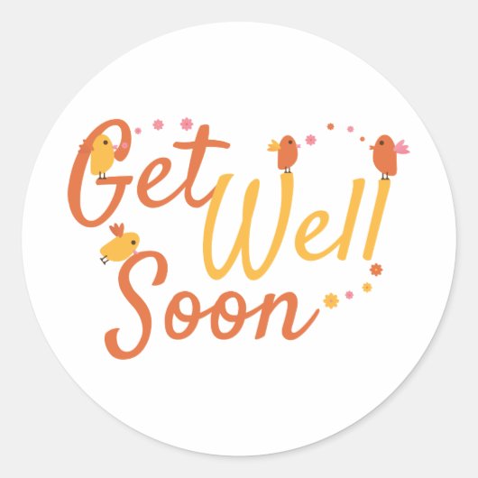 Snel groeten met Cute Birds en Flowers Ronde Sticker (Voorkant)