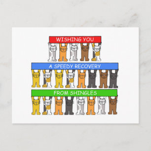 Snel herstel van Shingles, Cartoon Cats. Briefkaart