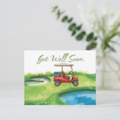 Snel hersteld met Golfkarretje op het groen Briefkaart (Staand voorkant)