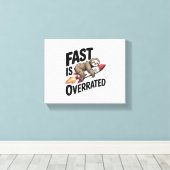 Snel is overrated Sloth Rocket Canvas Afdruk (Insitu (Houten vloer))