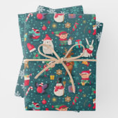 Snel kerstcadeaupapier set van 3 inpakpapier vel (In situ)