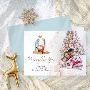 Snel kerstfeest met foto-nativiteitsscène