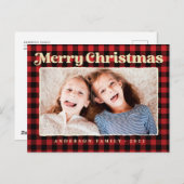 Snel kerstfeest Modern Pset Pattern Foto Feestdagenkaart (Voorkant / Achterkant)