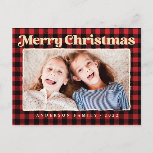 Snel kerstfeest Modern Pset Pattern Foto Feestdagenkaart (Voorkant)