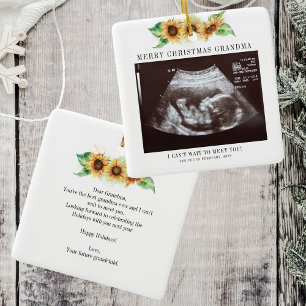 Snel kerstfeest oma Sunflower Ultrasound foto Keramisch Ornament