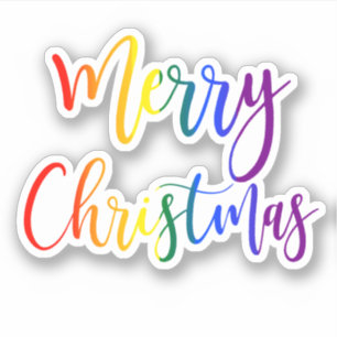 Snel kerstkleurig, helder regenboogscript sticker