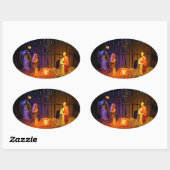 Snel kerstscherm in Washington DC Ovale Sticker (Vel)