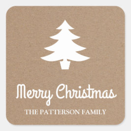 Snel kerstscript | Boom Rustic Kraft Paper Vierkante Sticker
