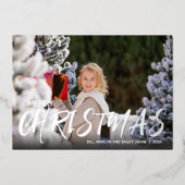 Snel kerstscript foto Silver Folie Feestdagenkaart (Voorkant)