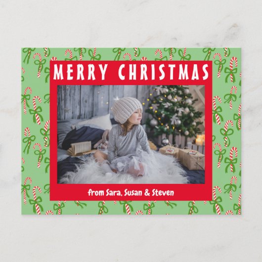 Snel kerstsnoepsuikerriet Xmas Holiday CUSTOM Briefkaart (Voorkant)