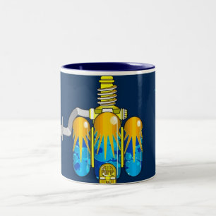 Snel koffie tekenen tweekleurige koffiemok