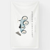 Snel ONE Retro Car Ride-On Blauw Spandoek (Verticaal)