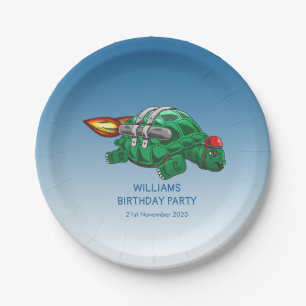 Snel Raket Schildpad Verjaardag Papieren Bordje