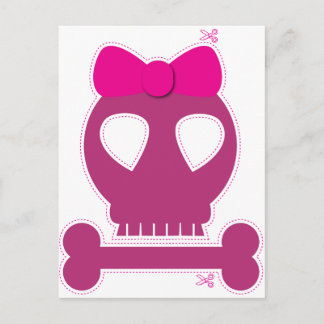 SNEL! roze schedel Briefkaart