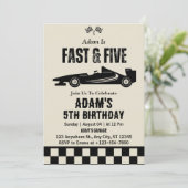 Snel & Vijf Race Auto Jongen 5e Verjaardagsfeestje Kaart (Staand voorkant)