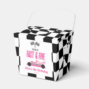 Snel & Vijf Roze Race Auto 5e Verjaardagsfeestje Bedankdoosjes