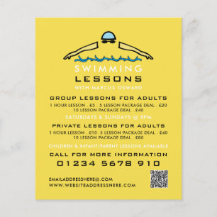 Snel zwemmen pictogram, Adverteren zwemles Flyer