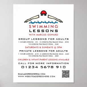 Snel zwemmen pictogram, Adverteren zwemles Poster