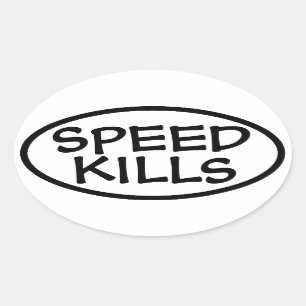 Snelheid doodt auto-Stickers Ovale Sticker