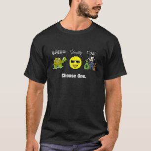 Snelheid, kwaliteit, kosten. Kies er een T-shirt