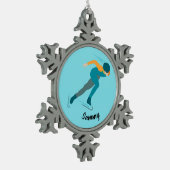 Snelheid schaatsen tin sneeuwvlok ornament (Links)