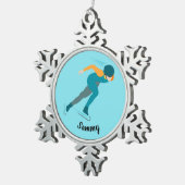 Snelheid schaatsen tin sneeuwvlok ornament (Rechts)