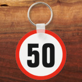 snelheidsbegrenzer 50e verjaardag sleutelhanger (Voorkant)