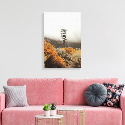 Snelheidslimiet 15 teken met Golden Sagebrush Canvas Afdruk (Insitu (Woonkamer))