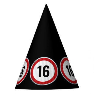 Snelheidslimiet 16e verjaardag feesthoedjes