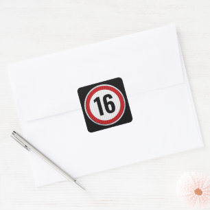 Snelheidslimiet 16e verjaardag vierkante sticker