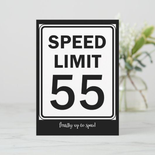 Snelheidslimiet 55 teken verjaardagsfeest kaart (Staand voorkant)