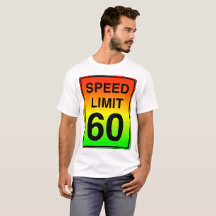 Snelheidslimiet 60-teken met gespannen kleuren t-shirt