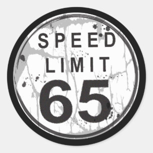 Snelheidslimiet 65 Grungy Sticker