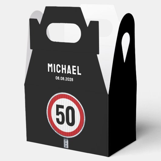 Snelheidslimiet verkeersbord met CUSTOM AGE verjaa Bedankdoosjes (Geopend)