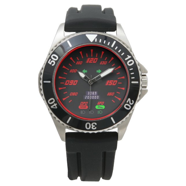 Snelheidsmeter sportmeter Rood uiterlijk Stijl Horloge (Voorkant)