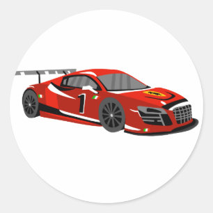 Snelle auto-cartoon   Extreme race  Kies achterkle Ronde Sticker